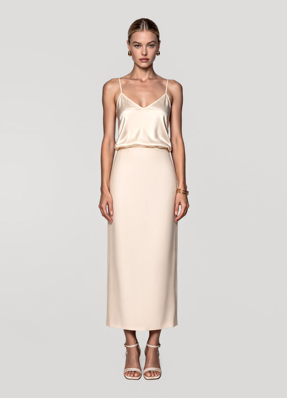 High-Waist Pencil Midi Skirt