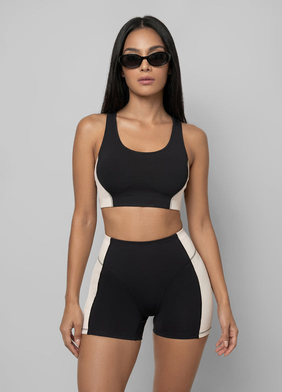 Two-Tone High-Waisted Shorts