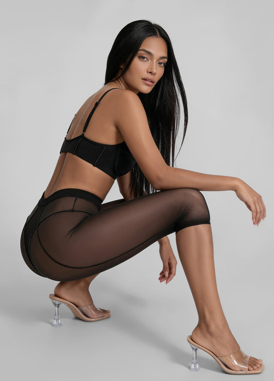Semi-Sheer High-Rise Capri Leggings
