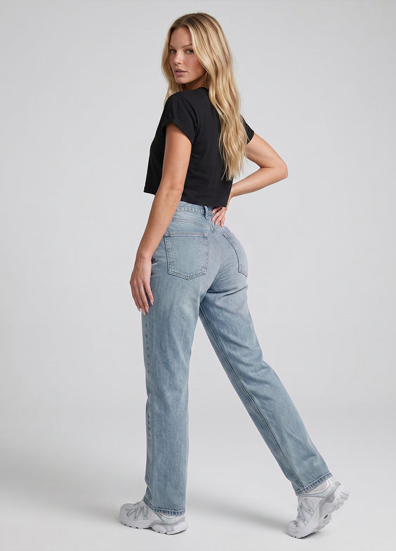 High Waisted Straight Jeans
