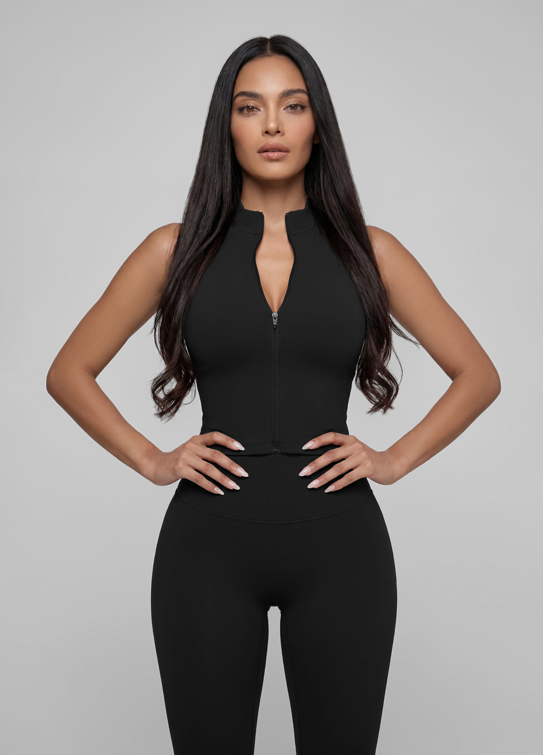 Sculpt Zip Crop Vest (Color: Black) | BetterMe Store