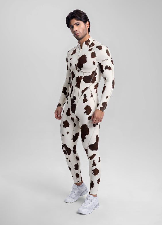 Mocha Cow Closed-Back Herosuit