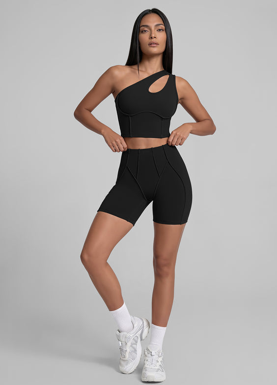 One-Shoulder Cutout Crop Top