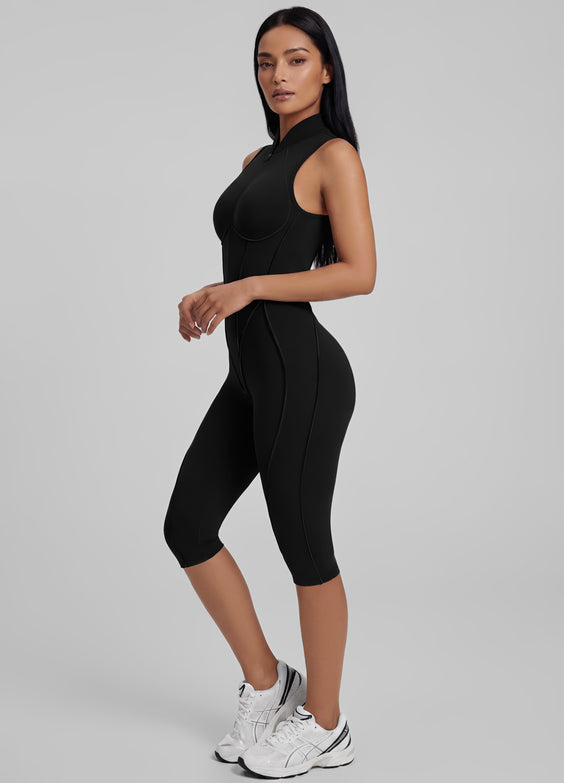 Closed-Back Sleeveless Capri Catsuit