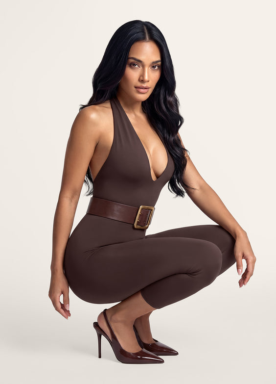 Halter Neck Capri Jumpsuit