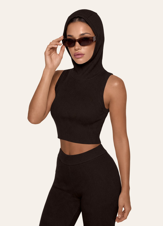 Ribbed Knit Hoodie