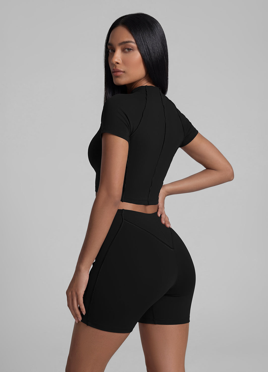 Contour Stitch Micro Shorts (Color: Black) | BetterMe Store