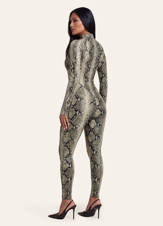 Sage Snake Closed-Back Catsuit