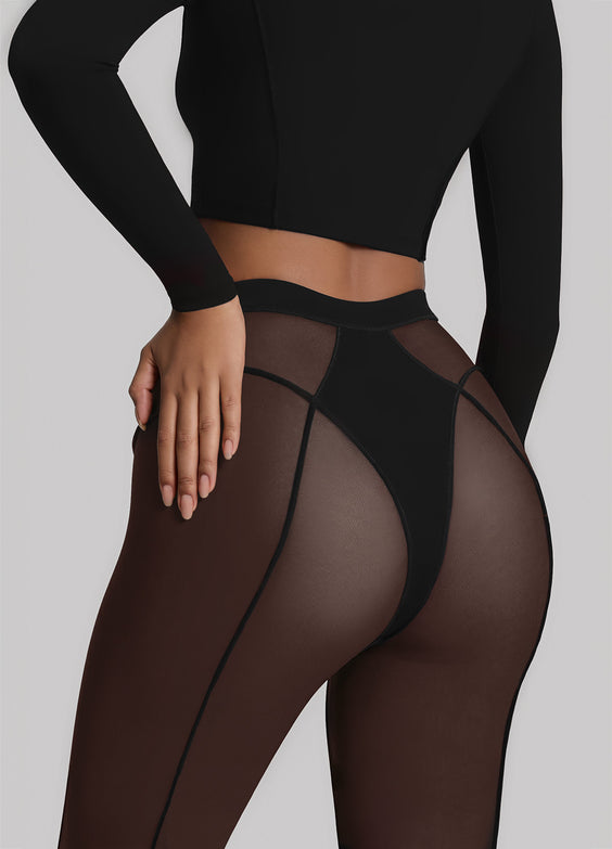 Semi-Sheer Contour Flare Leggings