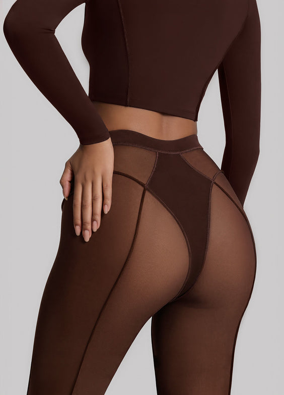Semi-Sheer Contour Flare Leggings