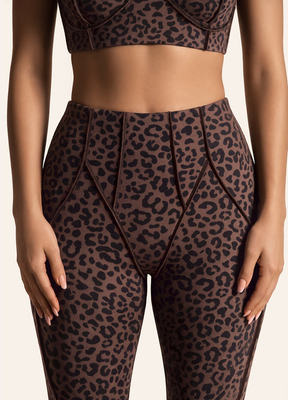 Chocolate Leopard Longline Flare Leggings