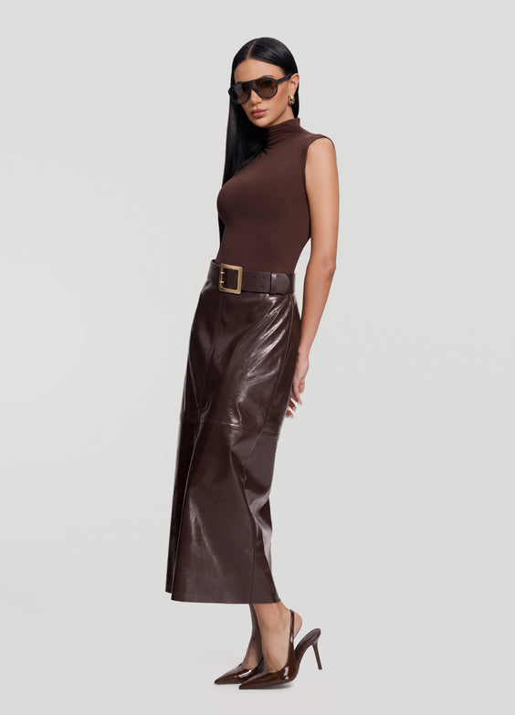 Faux Leather Pencil Maxi Skirt