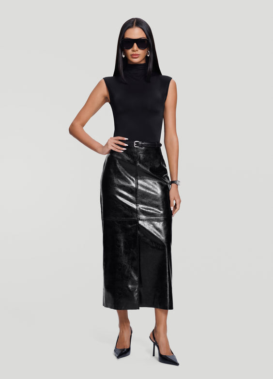 Faux Leather Pencil Maxi Skirt
