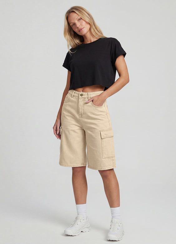 Relaxed Cargo Denim Shorts