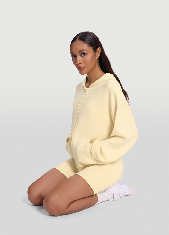 Sweat à capuche et col zippé oversize