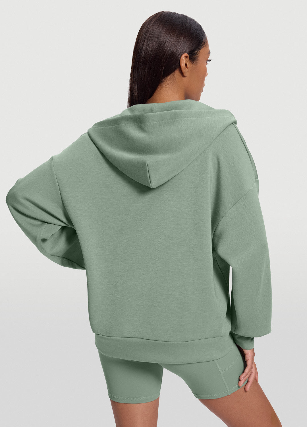 Oversized Zip-Up Hoodie (Color: Sage Green) | BetterMe Store