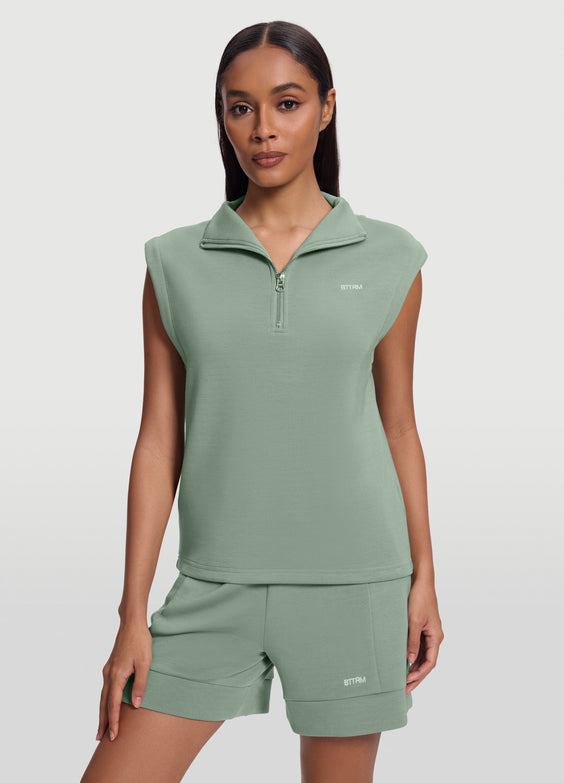 Ärmelloses Sweatshirt mit Half-Zip