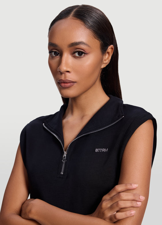 Sweat demi-zip sans manches
