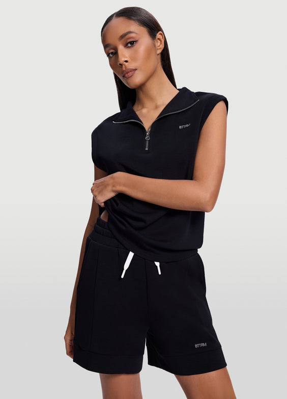 Sweat demi-zip sans manches