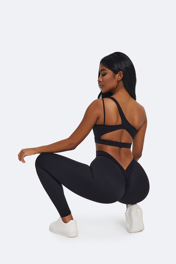 Leggings de ccintura alta com drapeado