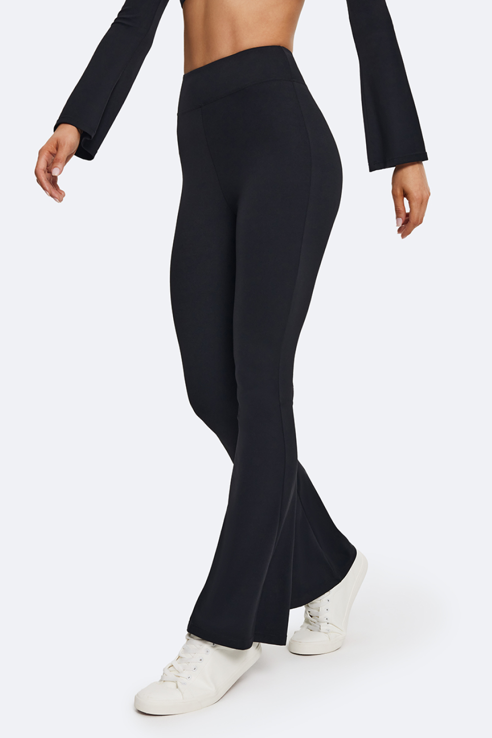 High-Waisted Flared Leggings (Color: Black) BetterMe Store