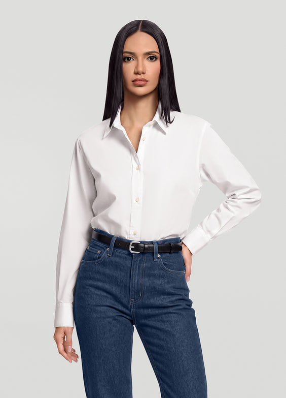 Camisa de algodão ajustada com botões