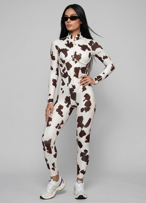 Catsuit Mocha Cow con espalda cerrada