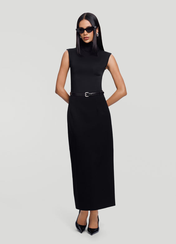 High-Waist Pencil Midi Skirt
