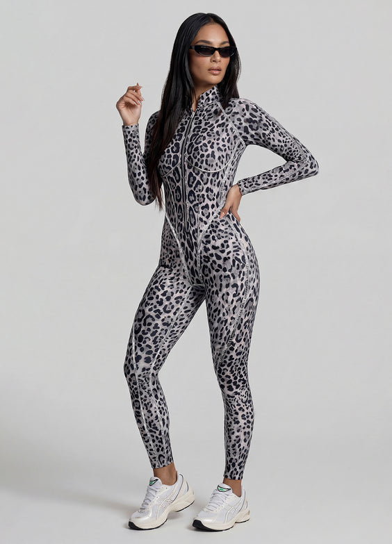 Catsuit Snow Leopard con espalda cerrada