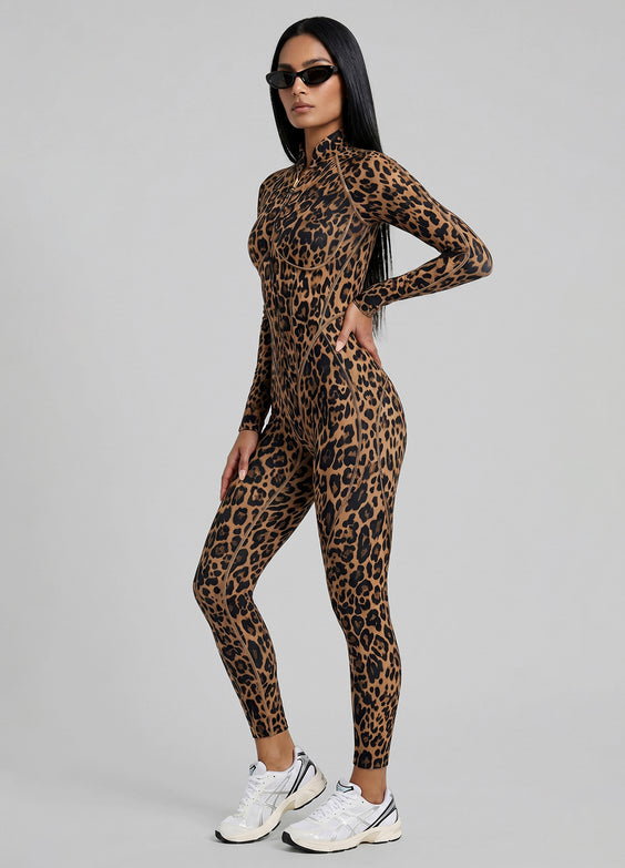 Catsuit Golden Leopoard con espalda cerrada