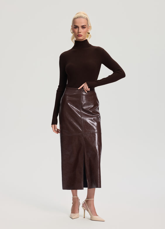 Ribbed Wool Blend Turtleneck