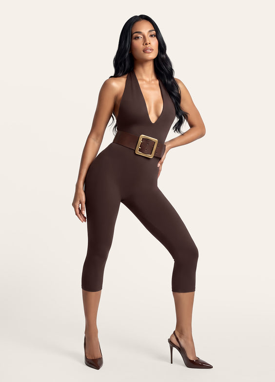 Halter Neck Capri Jumpsuit