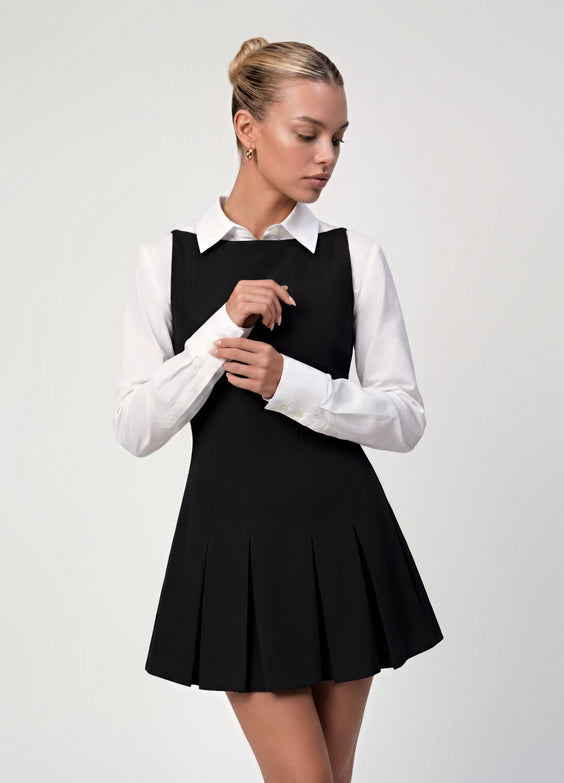 Structured Pleated Mini Dress