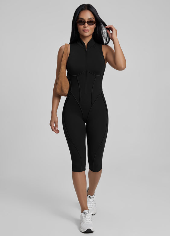 Closed-Back Sleeveless Capri Catsuit