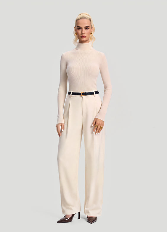 Ribbed Wool Blend Turtleneck