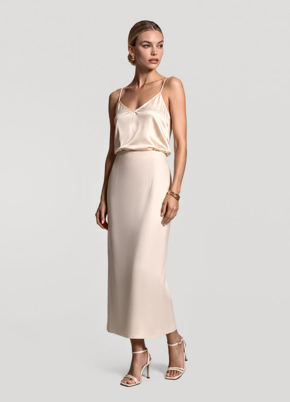 High-Waist Pencil Midi Skirt