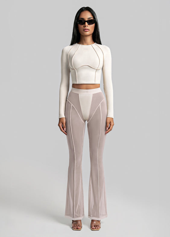Semi-Sheer Contour Flare Leggings