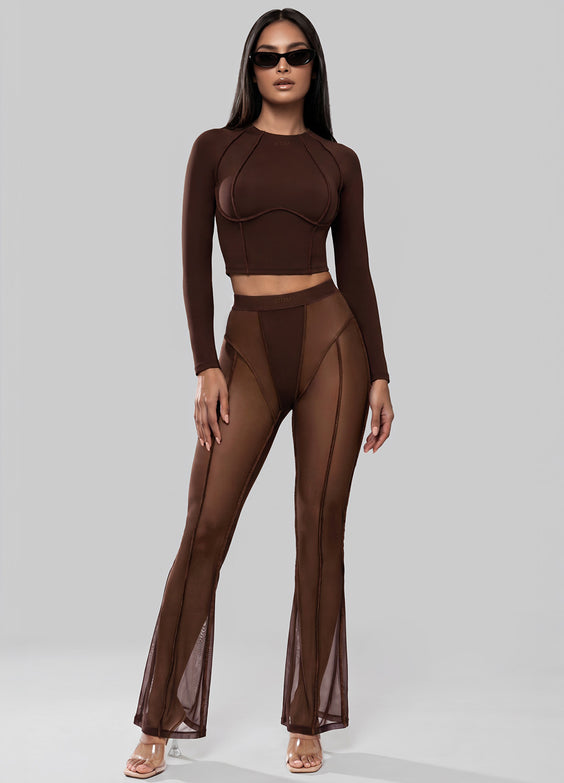 Semi-Sheer Contour Flare Leggings