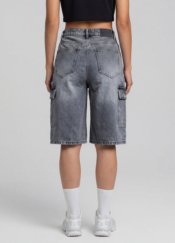 Relaxed Cargo Denim Shorts
