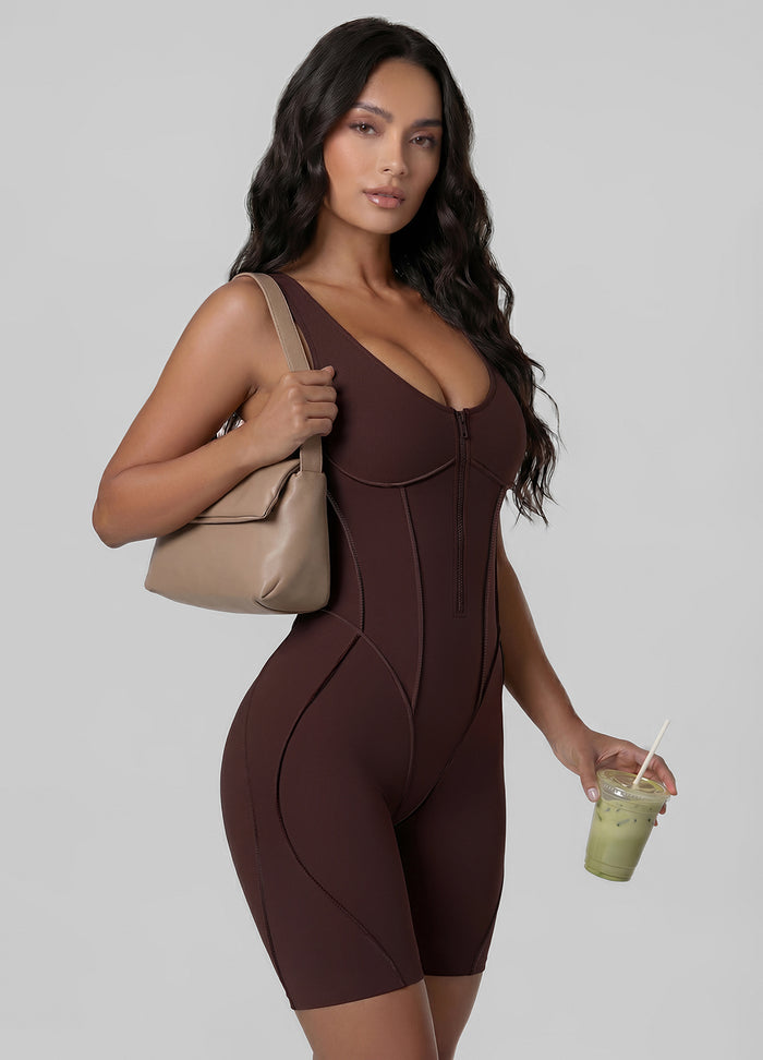 Sleeveless Scoop Neckline Shorts Catsuit