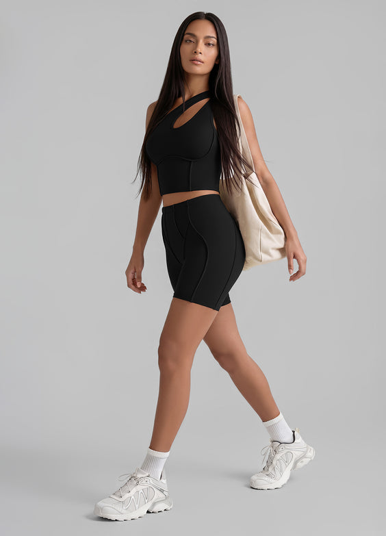 One-Shoulder Cutout Crop Top