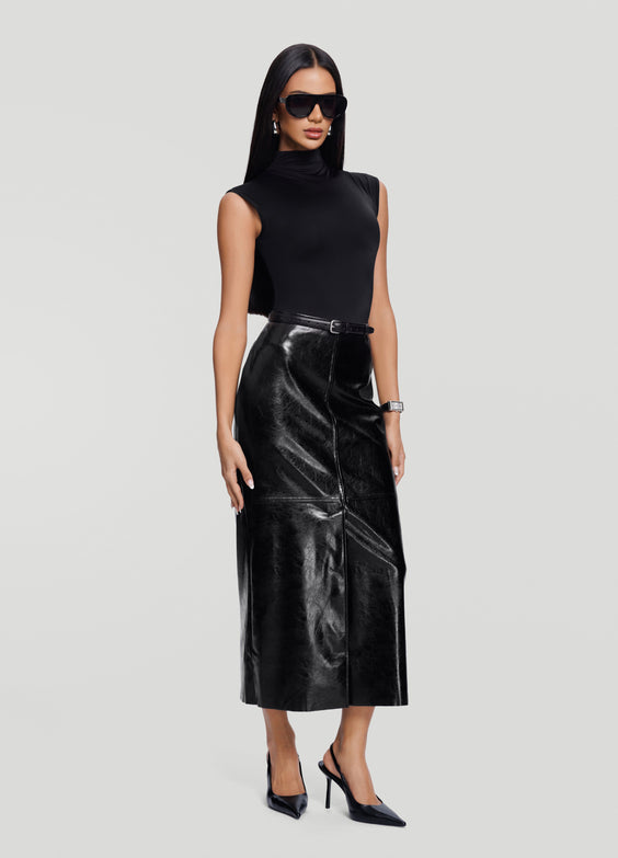 Faux Leather Pencil Maxi Skirt