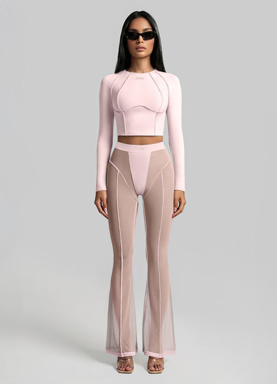 Semi-Sheer Contour Flare Leggings