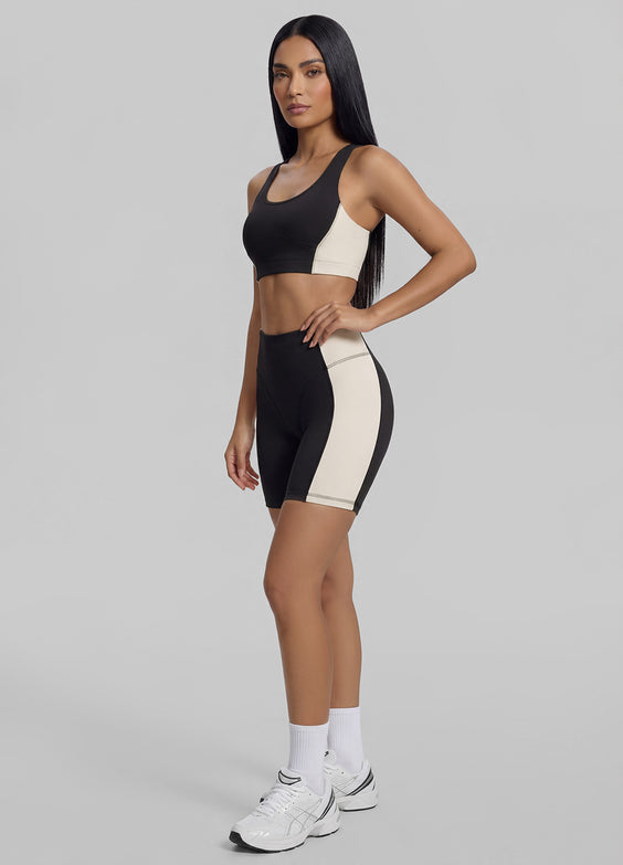 Two-Tone High-Waisted Shorts