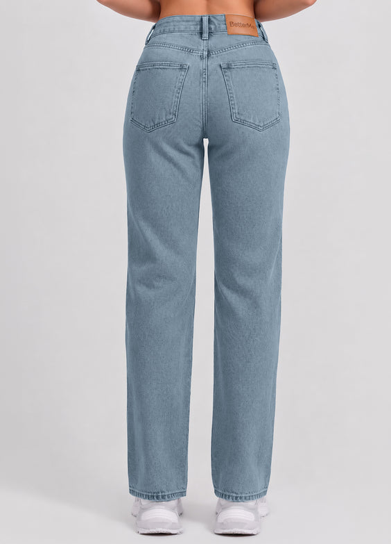 High Waisted Straight Jeans