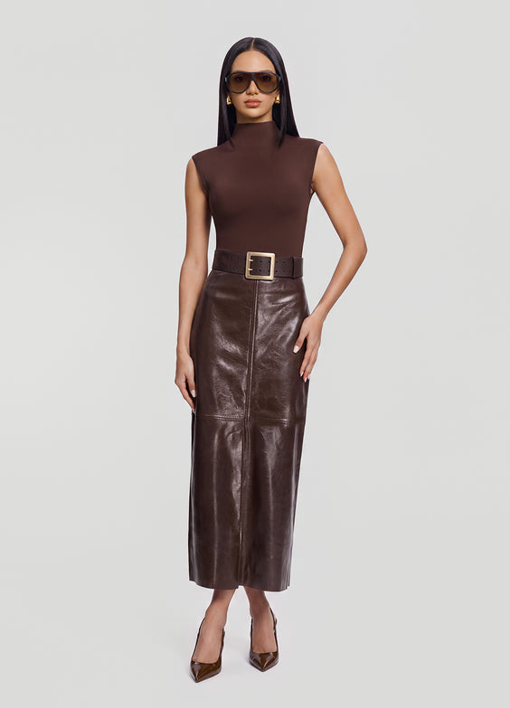 Faux Leather Pencil Maxi Skirt