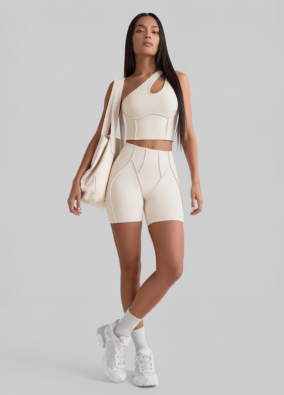 One-Shoulder Cutout Crop Top