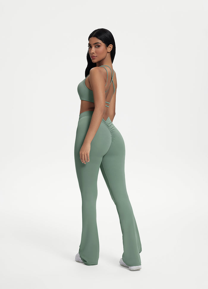 Scrunch Back Flared Leggings
