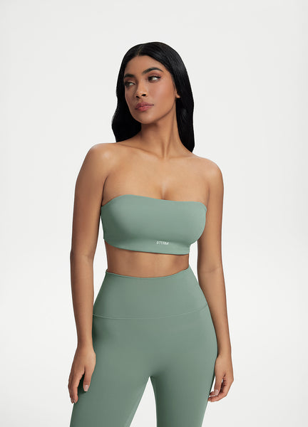 Back-Clasp Bandeau Top (Color: Sage Green) | BetterMe Store