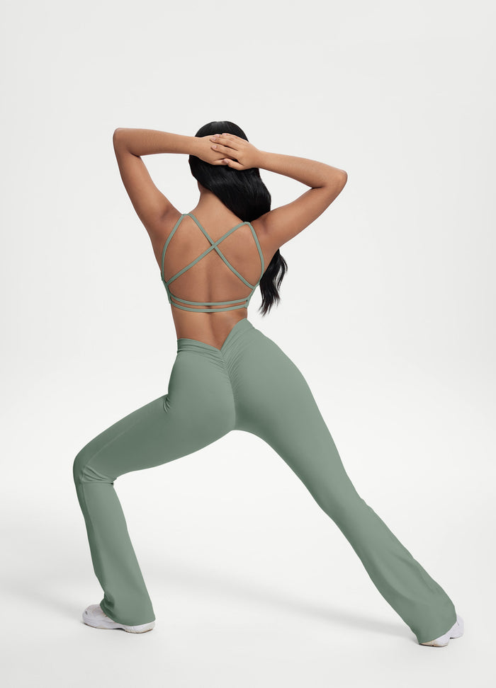 Scrunch Back Flared Leggings